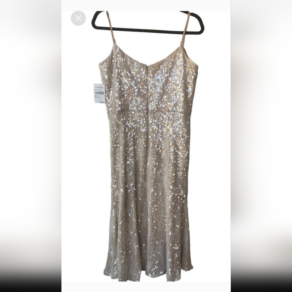 Dress The Population Antonia Dress Off White Lace Sequin MIDI - Picture 3 of 6